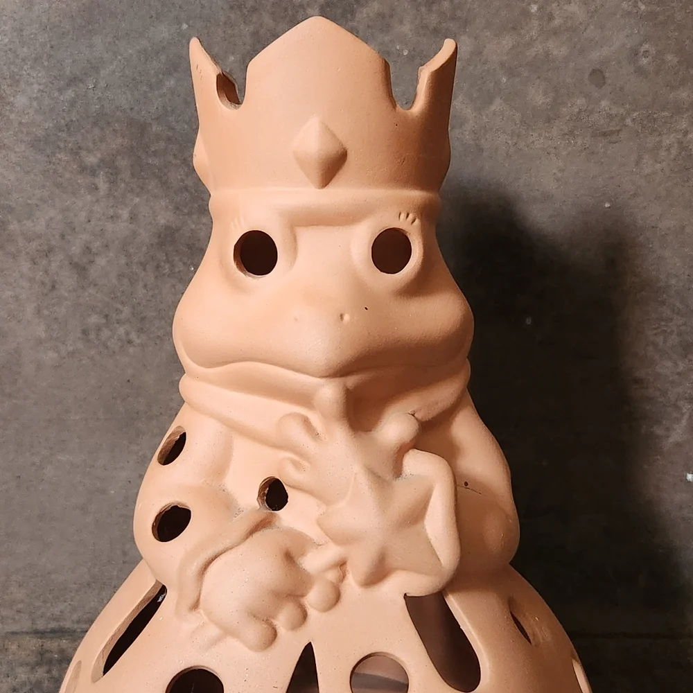 PartyLite Terracotta Frog Prince Princess Candle Holder - Picture 2 of 13